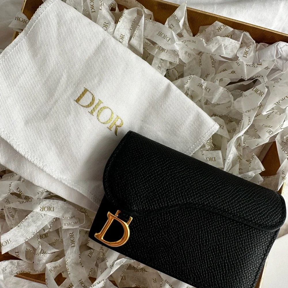 Dior Black Textured Leather Wallet